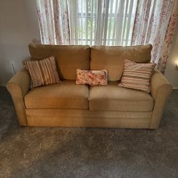 Beige Sofa With Full Size Pull Out Bed