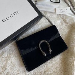 Gucci Dionysus Black Suede crossbody purse 