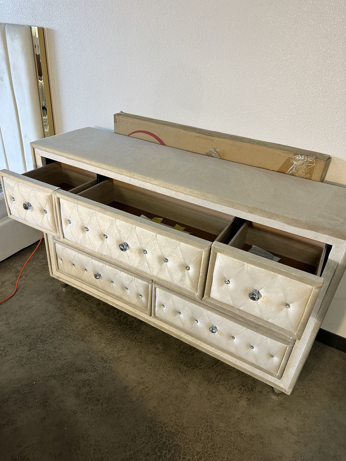 White Dresser Velvet Cabinet Storage Drawers for Bedroom — WAREHOUSE OVERSTOCK SALE  Furniture