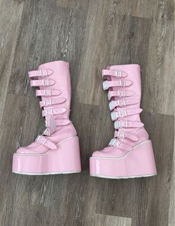 Pink Rave Shoes Size W9 Platform Demonias