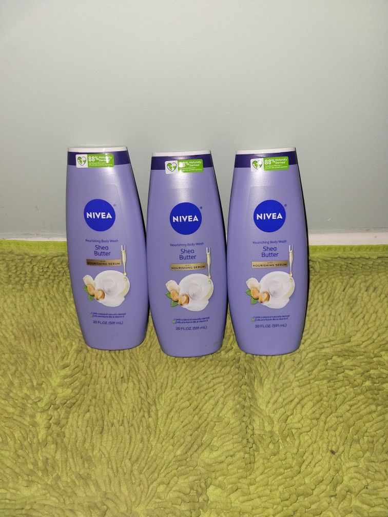 3 Nivea Shea Butter With Nourishing Serum 20oz Bodywash