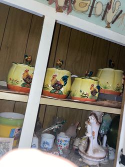 Full set of Rooster Cookie Jars