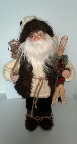 Santa Claus Figurine W/ Skis