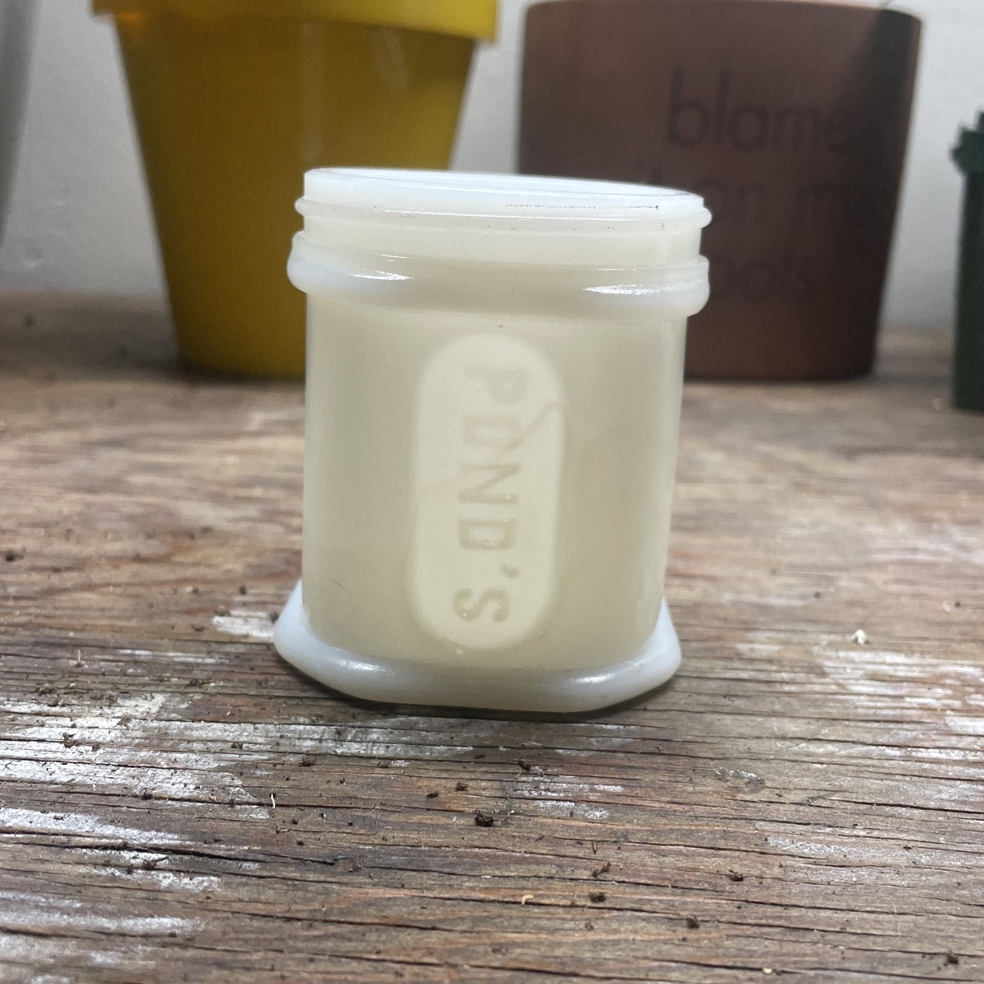 Clean Milk Glass 1920’s Ponds Jar. 