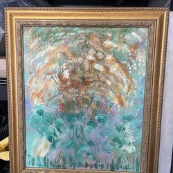 Signed DG Original Floral Oil Painting | Framed & Ready to Hang!