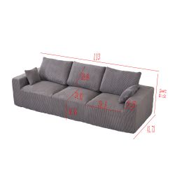 Boneless Sectional Cloud Couch Sofa for Living Room, 113 U-Shaped Modular Modern Lounge Sleeper Grey Couches with Chaise, No Assemble, Cordury Compres