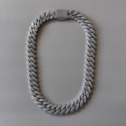 22” 20mm Cuban Link CZ Diamonds White Gold Plated