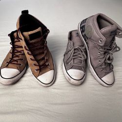 Lot of 2 Converse All Star slip on Sneakers Men’s Size 10 Colors Gray and Tan