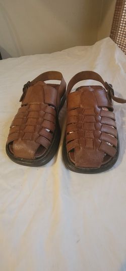 Mens Size 12 Brown Mexican Huarache Closed Toe Leather Sandels