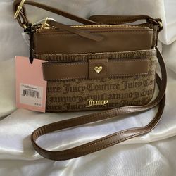 Juicy Couture Mini Crossbody Purse Peek A Bow Signature Print Pouch Bag