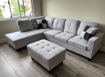 New Sectional + Storage Ottoman  — Left or Right Chaise — Delivery Available  