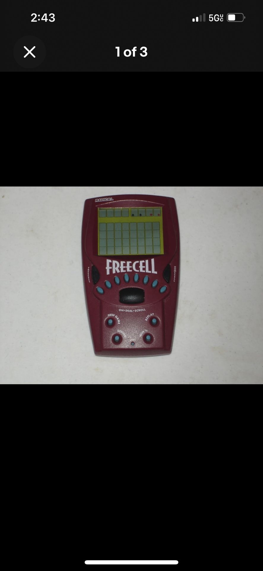 Vintage Radica Freecell Solitaire Electronic Handheld Game 1999