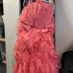 OBO Q By Da Vinci Melon Color  Quinceanera Dress