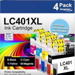 LC401XL Ink Cartridges for Brother Printer High Yield Compatible for Brother Ink Cartridges LC401 Work for MFC-J1010DW MFC-J1170DW MFC-J1012DW MFC-J18