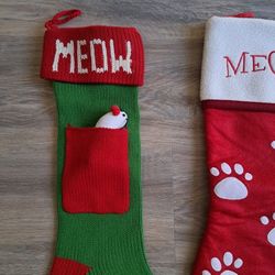 Christmas Stockings - Cat  - Set Of 2