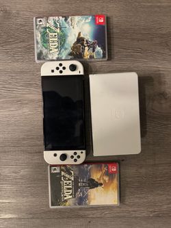 Nintendo Switch OLED White Console Bundle + Zelda Breath of the Wild & Tears of the Kingdom