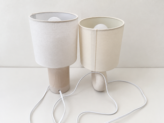 2 Small Target Table Lamps - Desk / Bedside, White & Cream