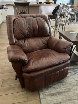 Leather sofa, loveseat & rocker recliner