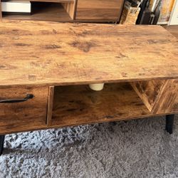 Rustic Wooden Coffee Table with Storage – 39.5” – Modern Farmhouse Style 