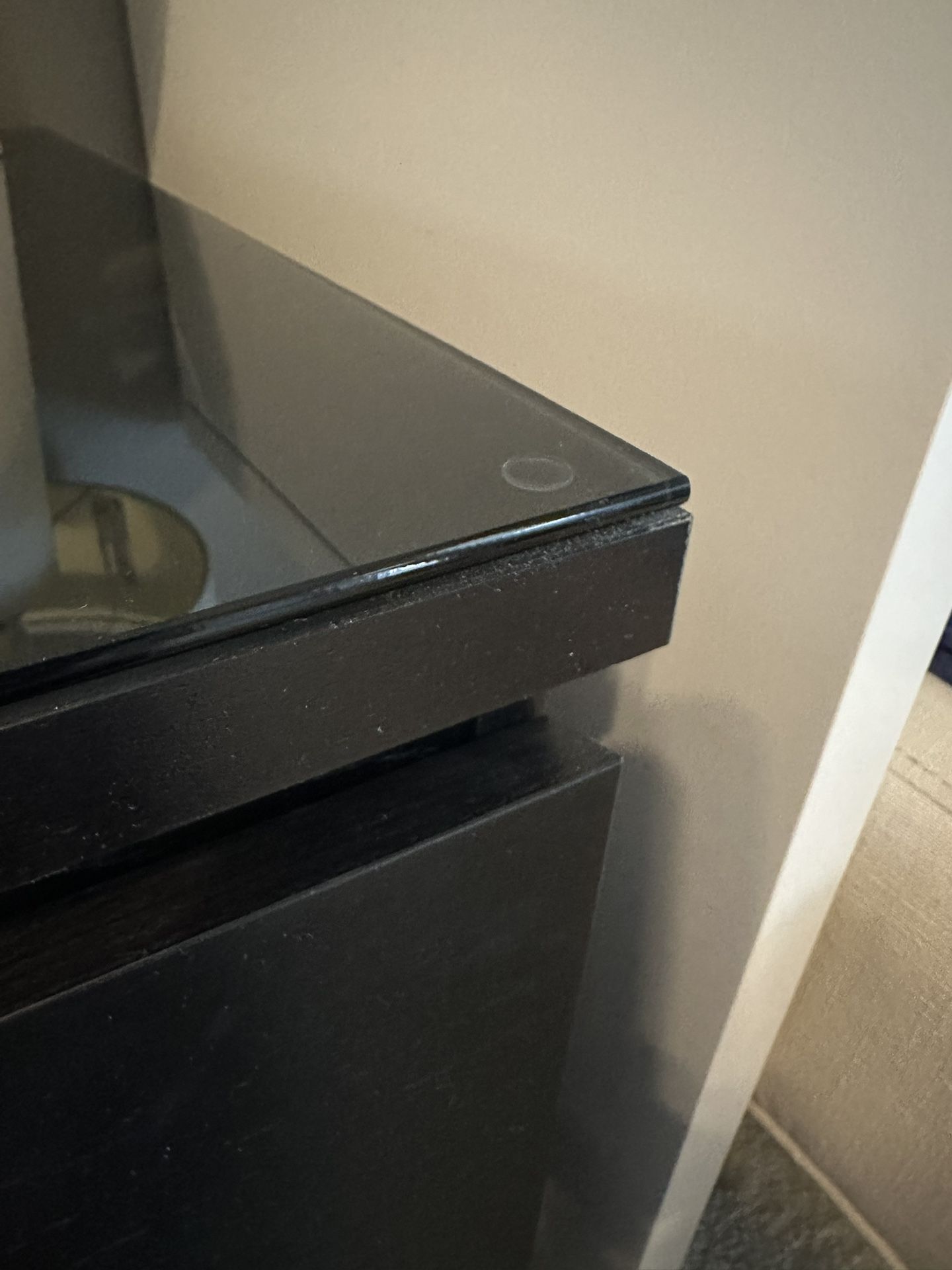 Ikea Black Brown Malm Nightstand With Glass Top