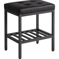 IBUYKE Rectangular Makeup Stool with Adjustable Feet and Storage Space, Footrest Chair, PU Vanity Seat, Multi-Use as Small Side Table or Ottoman, for 