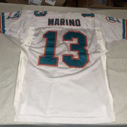 Authentic Dan Marino Miami Dolphins Wilson Jersey White Sewn Clean Mens 48 USA
