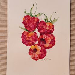 Watercolor Painting "Raspberry "11x15"