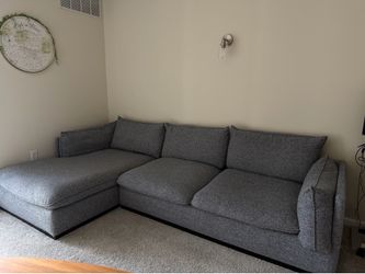Grey Left Arm Facing Two Piece Sectional Couch - GREAT CONDITION OPEN TO OFFERS MUST BE GONE SOON