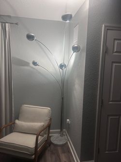 Chrome and Marble arched floor lamp