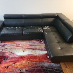 Black Leather Sectional Couch