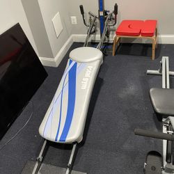 Total Body Gym, Treadmill, Weight Bench, rower