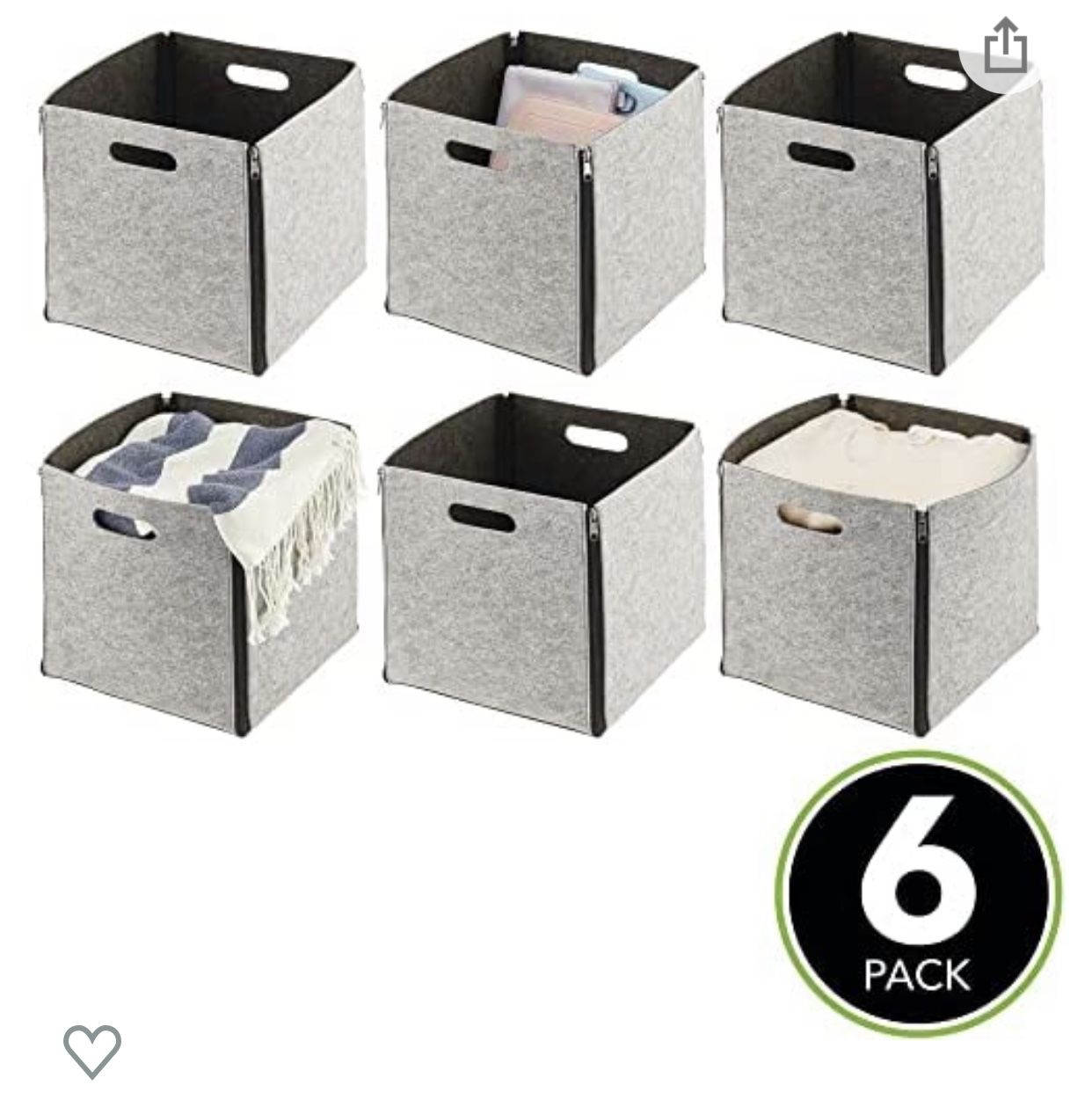 6 Cube Bin Box With Zipper 18x18x18