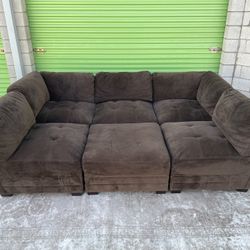 6 Piece Modular Sectional Couch Sofa & Ottoman 