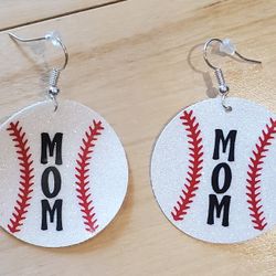NEW Handmade 'MOM' Baseball Earrings
