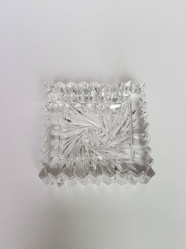 Vintage Clear Rectangle Glass Ashtray Trinket Jewelry Dish Tray