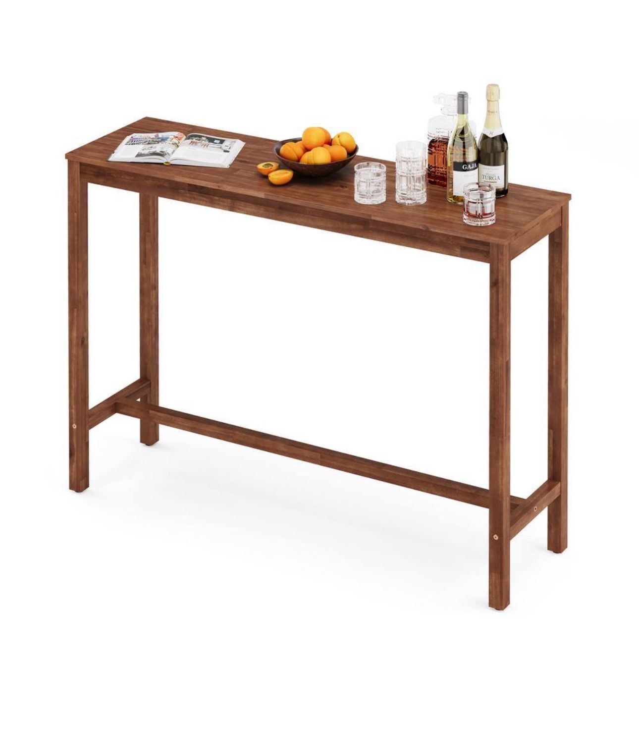 53 in. Teak Standard Rectangle Solid Acacia Wood Console Table Entryway Table Narrow Hall Table Sofa Table