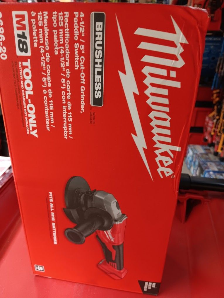 Milwaukee M18 Brushless 4-1/2" / 5" Cut-Off Grinder, Paddle Switch. Tool-Only