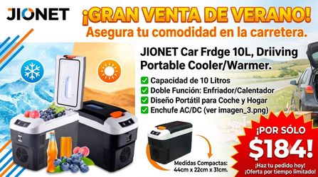 JIONET Portable Cooler/WarmerCar Fridge 10L, Driving Portable Cooler/Warmer Bedroom