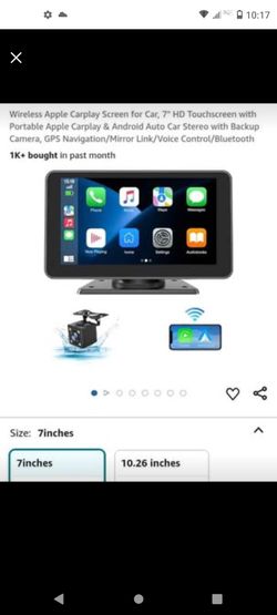 Wireless Apple Carplay Screen for Car, 7" HD Touchscreen with Portable Apple Carplay & Android Auto Car Stereo with Backup Camera, GPS Navigation/Mirr