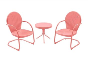 METAL PATIO SET COLORS YELLOW AND PINK