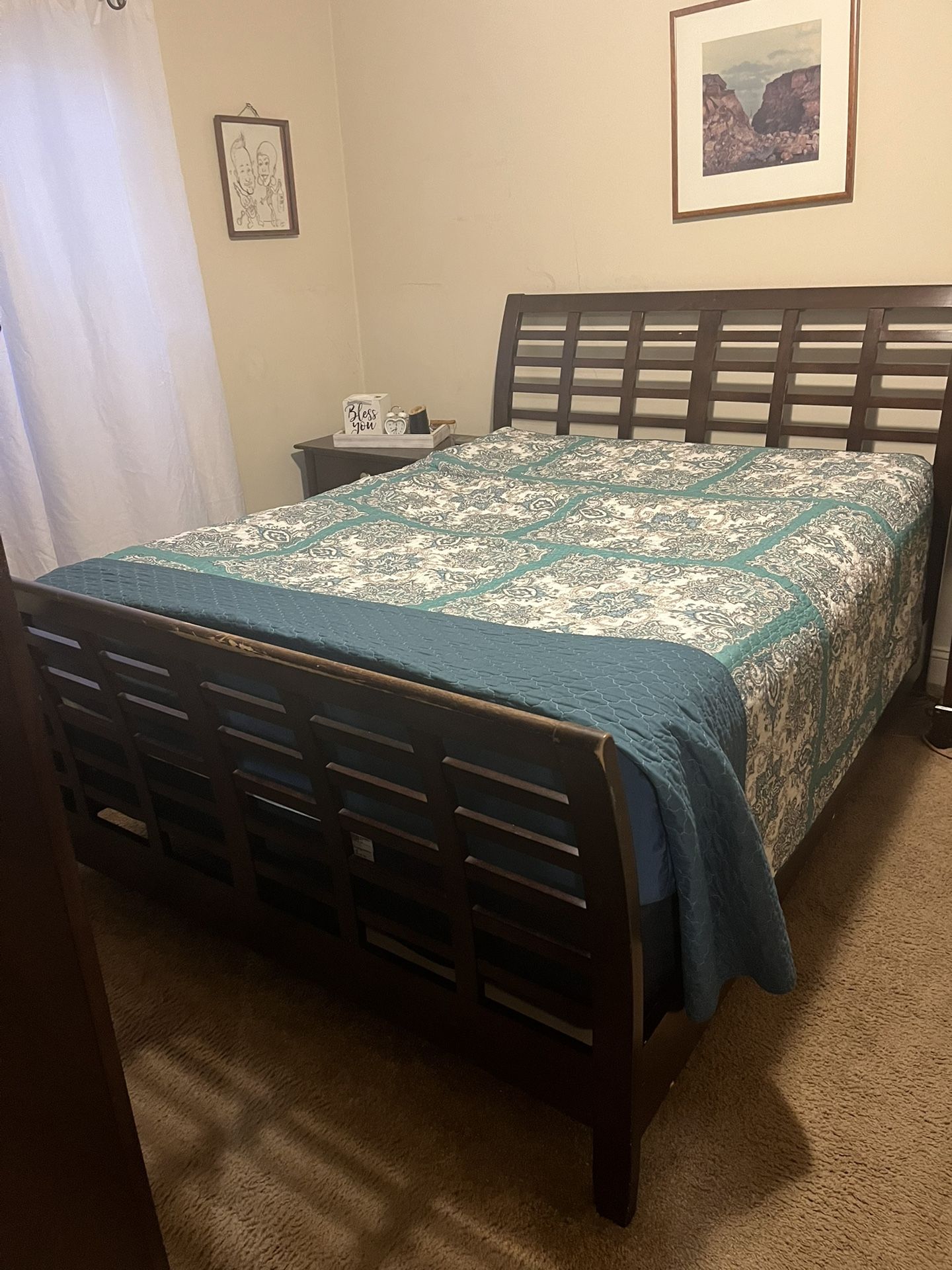 7pcs Chestnut Queen Size Bedroom Set