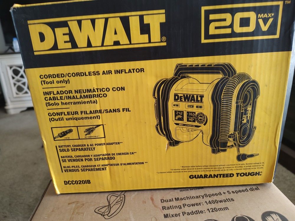 New DeWalt 20v Corded/Cordless Air Inflator Tool Only