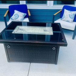 Propane Fireplace and 2 Deep Outdoor Seats