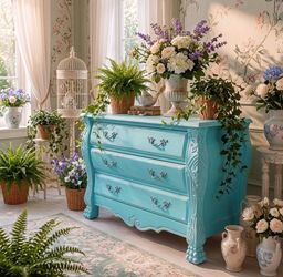 Gorgeous Ornate Turquoise Dresser