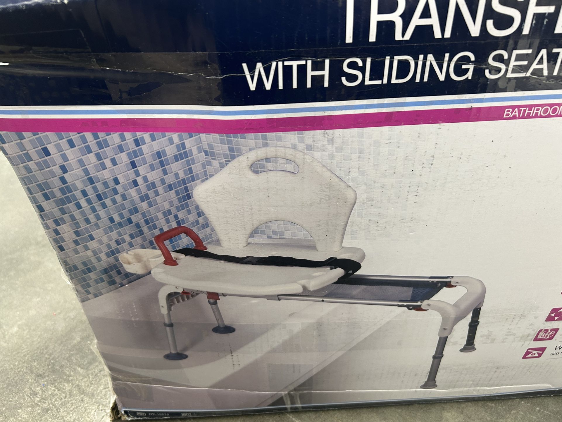 Drive Medical Sliding Transfer Bench / Tub Bench With Soap Dish + Lap Belt