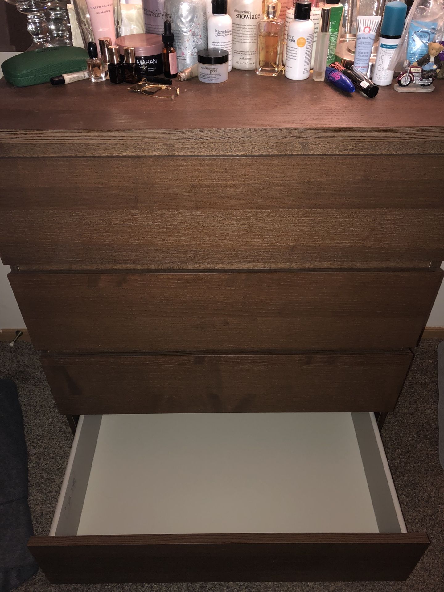 Brown stained 2024 ash veneer dresser