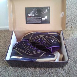 Air Jordan Size 13 Black, Purple And Silver