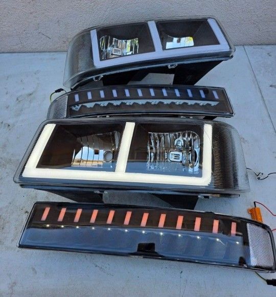 03-23 Chevrolet Express GMC Savana LED DRL Headlights Luces Micas Calaveras Faros Faroles Focos Chevy Headlamps