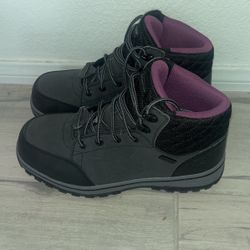 Skechers Boots Women's Size 9.5 Composite Toe Mccoll Work Black Leather