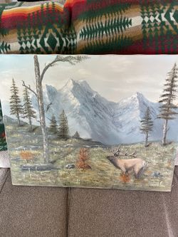 Pacific Northwest Elk/Wilderness Canvas Oil Painting 